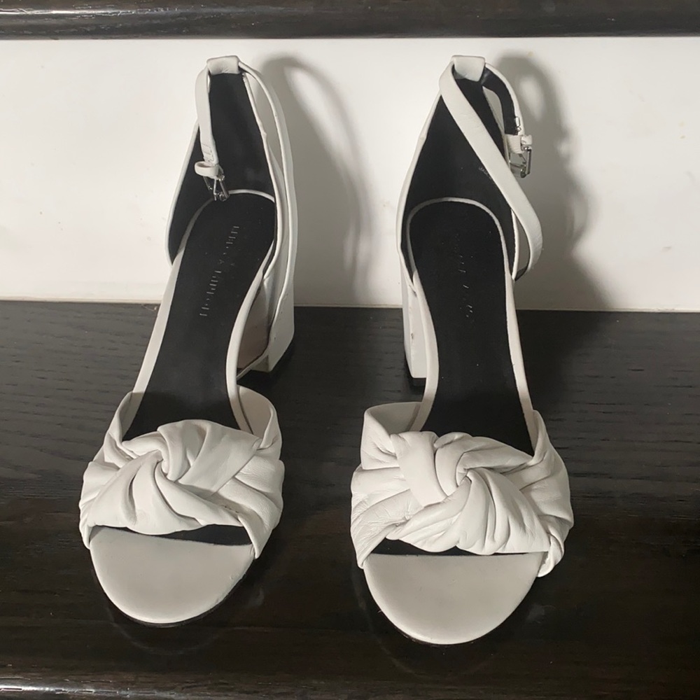 White ankle tie sandals